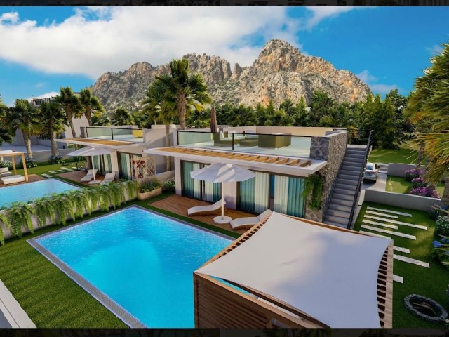 1+1 Garden Floor, 2+1 Loft Penthouse, Studio Apartments and Villas for Sale in a Modern Complex with Magnificent Nature Views in Esentepe