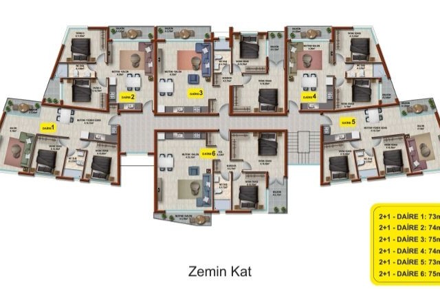 2+1 neu fertiggestellte Wohnung zum Verkauf in Lapta