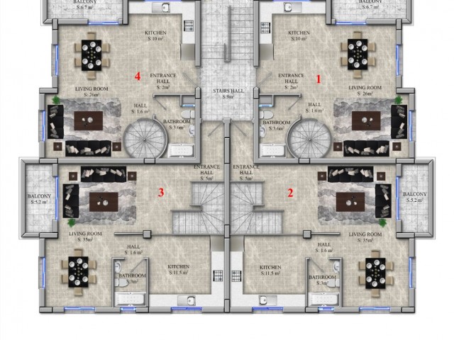 1+1, 2+1, 3+1 und Lofts zum Verkauf in der Region Alsancak