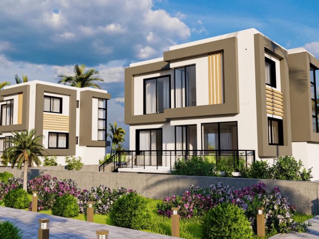 İSKELE BOGAZ REGION NEW PROJECT 2+2 and 3+2 DETACHED BASEMENT FLOOR AND TERRACE HOUSES WITH SEA AND 