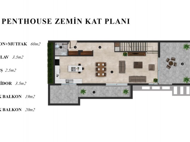 Girnenin göbeğinde sahile yürüme mesafesinde özel havuzlu 3+1 dubleks Penthouse.