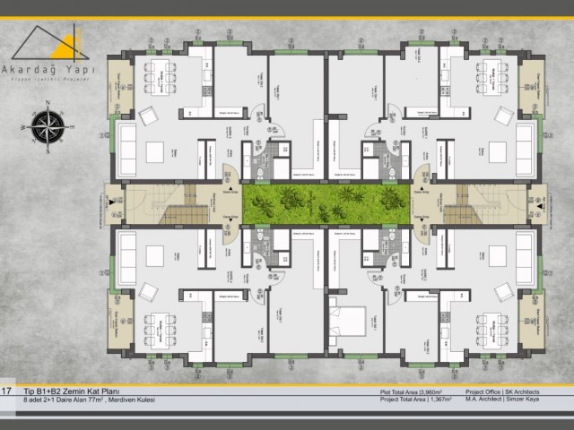 Gartengeschoss- und Terrassenwohnungen mit 1 oder 2 Schlafzimmern, geliefert im Jahr 2024 in Girne-Çatalkoy.