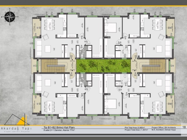 Gartengeschoss- und Terrassenwohnungen mit 1 oder 2 Schlafzimmern, geliefert im Jahr 2024 in Girne-Çatalkoy.