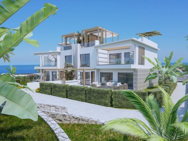 1-2-3-Zimmer-Wohnungen mit Garten und Terrasse in Girne-Esentepe mit grünem Blick auf das Meer und d
