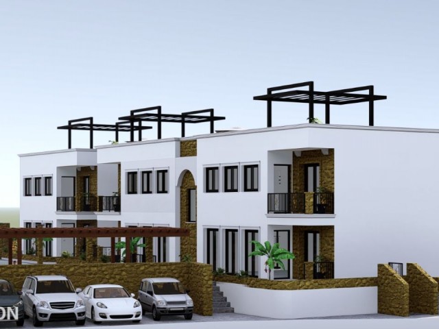 3+1 Luxury flats with terraces and gardens under construction in Çatalköy, the most popular region of Kyrenia.