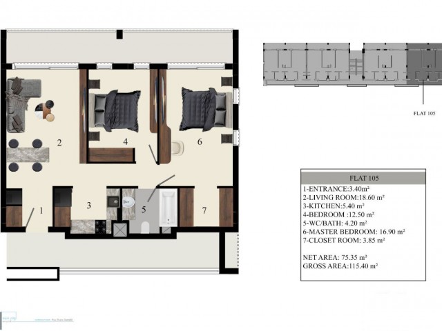 Girnenin yeniden  gelişen bölgesi Karşıyaka da  yatırıma uygun 2+1 penthouse