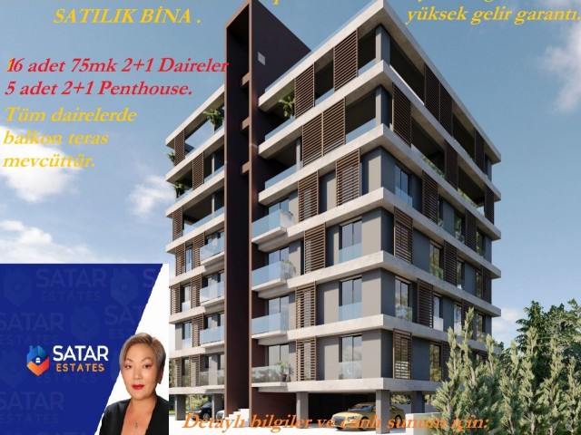 GİRNENİN TAM MERKEZİNDE!!! YÜKSEK KİRA GARANTI !!!! 2+1 daireler ve penthousedan oluşan KOMPLE SATILIK LÜKS BİNA.