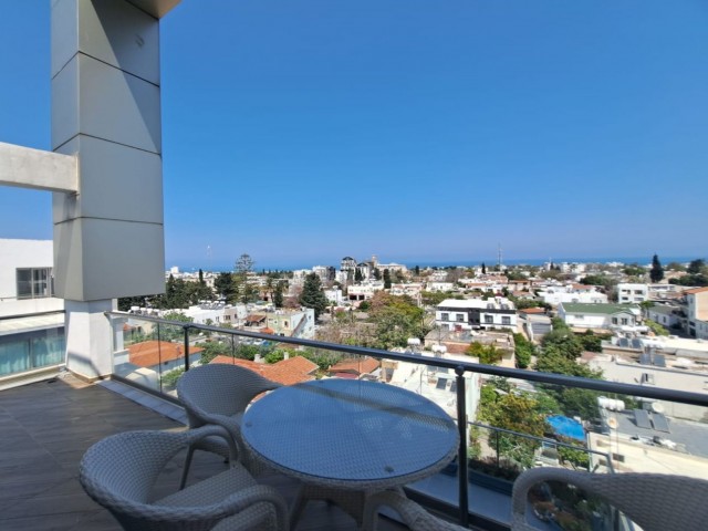 2-bedroom flat with panoramic view, heating system, furnished, Turkish title deed, terrace in the center of Kyrenia