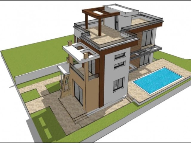 4+1 Modern villa with terrace with view and private pool in Girne-Ozanköy /Erdener market/ area, at 