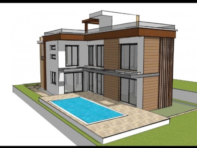 4+1 Modern villa with terrace with view and private pool in Girne-Ozanköy /Erdener market/ area, at the completion stage