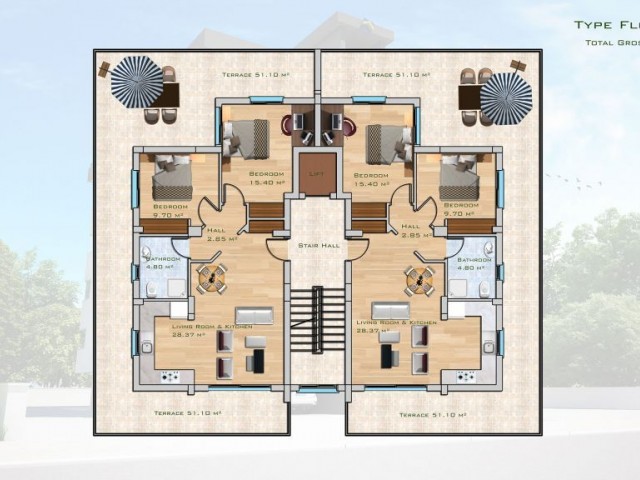 Квартира 2 + 1 66м2 в районе Калиланд от Döveç Construction ** 