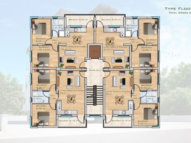 Квартира 2 + 1 66м2 в районе Калиланд от Döveç Construction ** 