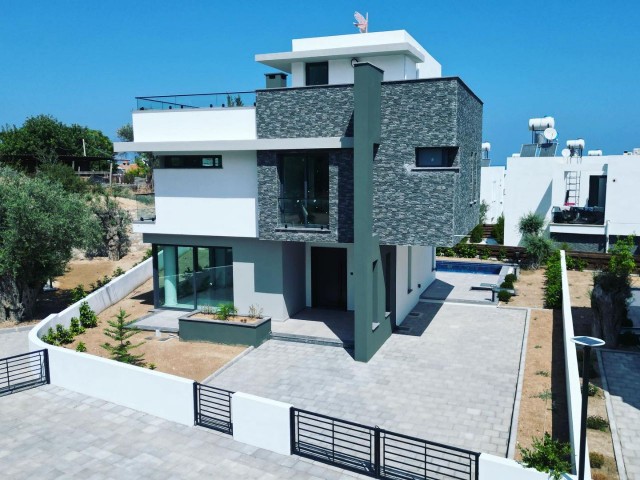 Newly finished 3+1 villa with pool for sale in Cyprus Kyrenia Ozanköy, close to Doğa College, Science University, Suat Günsel and ESK schools.