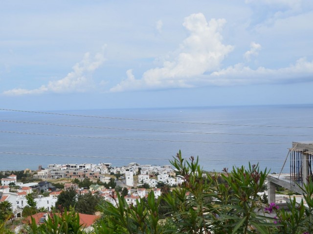 Türkische Hausvilla mit 3 Schlafzimmern zum Verkauf in Esentepe, Kyrenia, mit vollem Meerblick und Kamin, alle Zimmer mit Meerblick