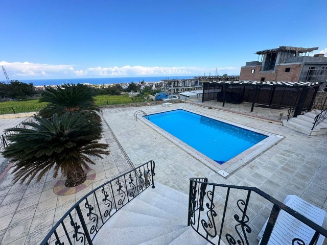 Fully restored Pool Villa with magnificent sea view in Çatalköy, share title deed