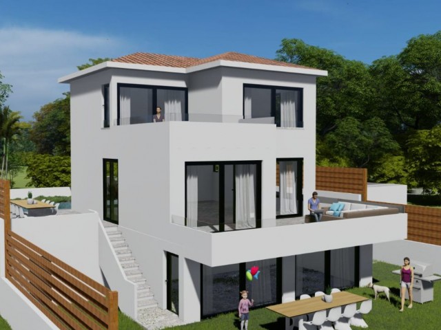 4+1 TRIPLEX VILLA with private swimming pool with wonderful sea views in Çatalköy - october 2021 turnkey ** 