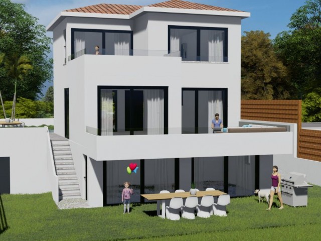 4+1 TRIPLEX VILLA with private swimming pool with wonderful sea views in Çatalköy - october 2021 turnkey ** 