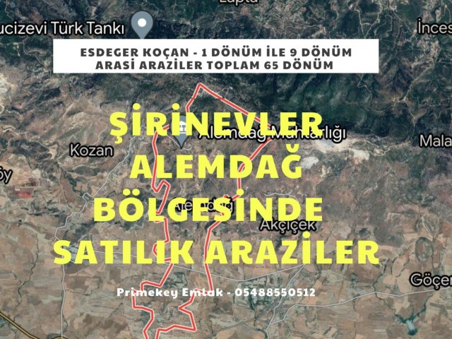 Şirinevler Alemdağ Bölgesinde 2 Dönüm İle 9 Dönüm Arası Değişen Toplam 65 Dönüm Araziler Satılık