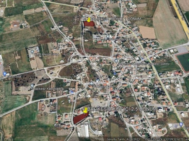 In the Balıkesir Region of Nicosia, 5 minutes from Ercana, 10 minutes from Nicosia, Plots of 1 Decar