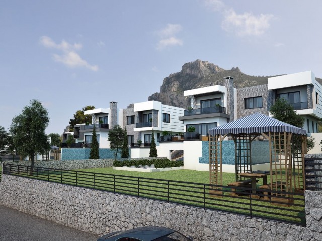 Luxusvillen mit Berg- und Meerblick, verflochten mit der Natur, zum Verkauf in der Region Kyrenia Karmi