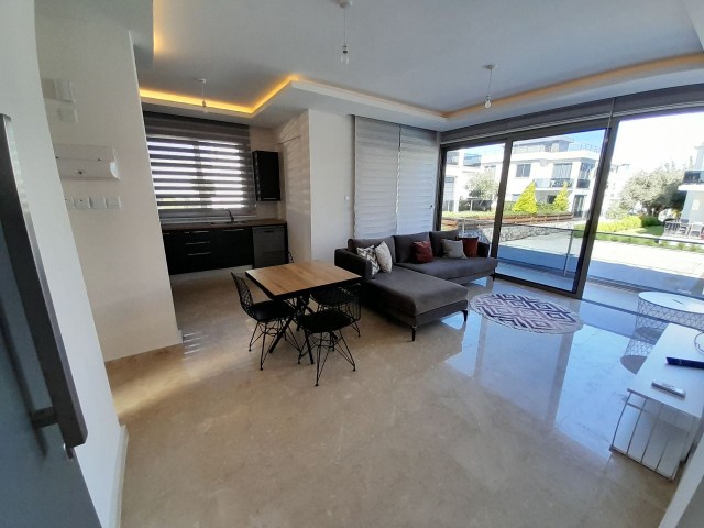 2+1, furnished garden floor with 100 m² garden, in Çatalköy, Kyrenia, in a complex with 2 swimming pools