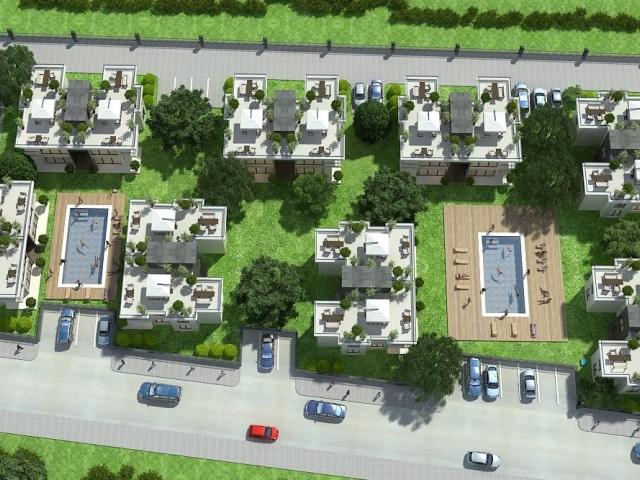 2+1, меблированный этаж с садом 100 м², в Чаталкёй, Кирения, в комплексе с 2 бассейнами