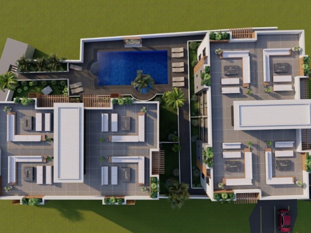 2+1 FLATS FOR SALE WITH GARDEN/TERRACE IN A SITE WITH POOL IN ALSANCAK, KYRENIA !!
