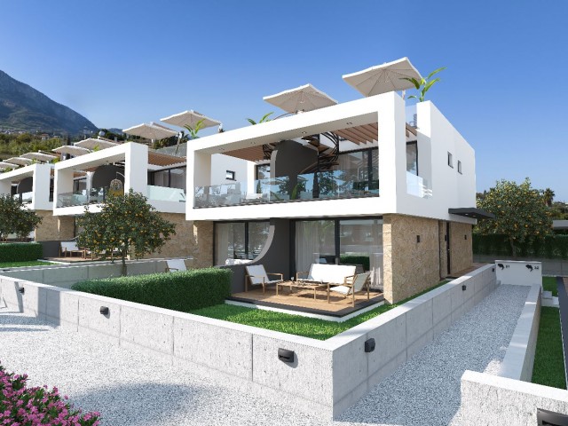 ویلاهای 2+1 برای فروش در هتلی با منظره دریا با معماری منحصر به فرد در لاپتا، گیرنه!!