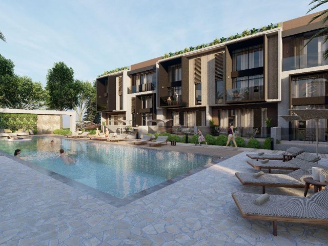 2+1 FLAT WITH GARDEN FOR SALE IN A COMPLEX WITH POOL IN MAGUSA NEW BOGAZICI!