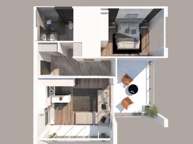 1+1 FLAT FOR SALE IN A SITE WITH POOL IN GIRNE LAPTA!!