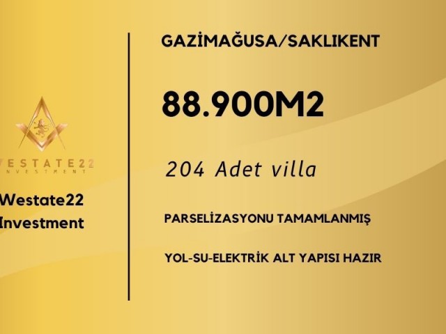 EIN PERFEKTES GRUNDSTÜCK MIT 204 VILLEN MIT 89.000 M2 FERTIGGESTELLTEM GRUNDSTÜCK IN SAKLIKENT, GAZİMAĞUSA