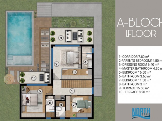 EIN PERFEKTES VILLA-PROJEKT MIT VOLLSTÄNDIGEM MEERBLICK, 200 METER UND 250 METER VOM MEER ENTFERNT IN GİRNE KARŞIYAK