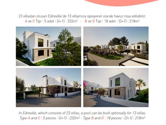 VILLAS IN THE MOST POPULAR LOCATION OF THE REGION IN KYRENIA EDREMIT WITH 10 YEARS PAYMENT PLANNED DELIVERY IN 2025