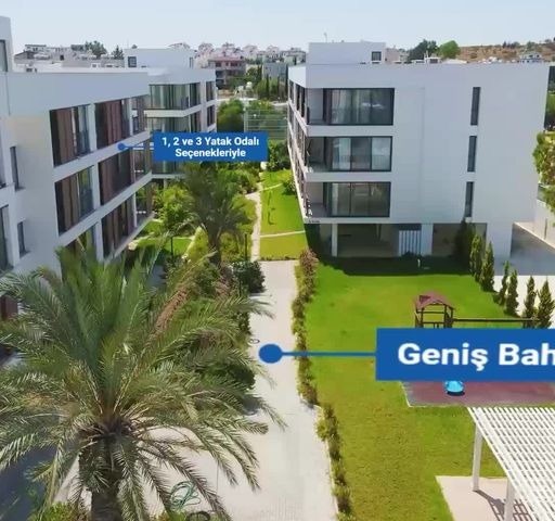 Kıbrıs Lefkoşa Hamitköy'de Satılık 1+1 Daire 63 m², Bahçeli ve 7/24 Güvenlikli Sitede