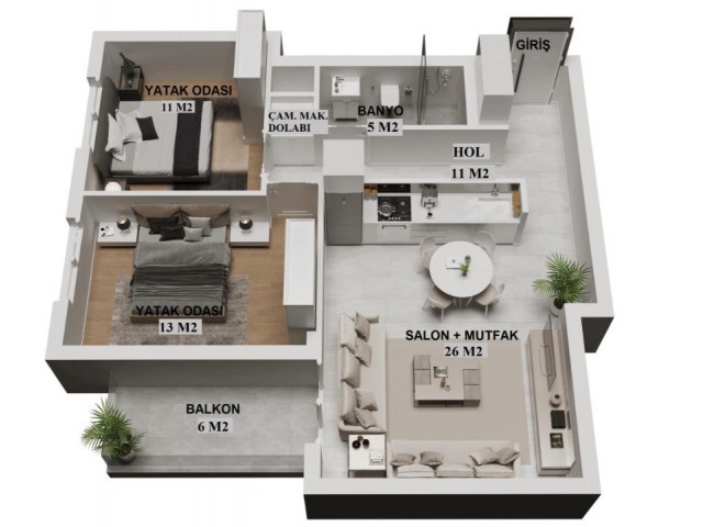 2+ 1 APARTMENTS FOR SALE IN ALSANCAK, KYRENIA, NORTHERN CYPRUS, DELIVERED IN DECEMBER 2021, WITH A DOWN PAYMENT OF £ 10,000 ** 