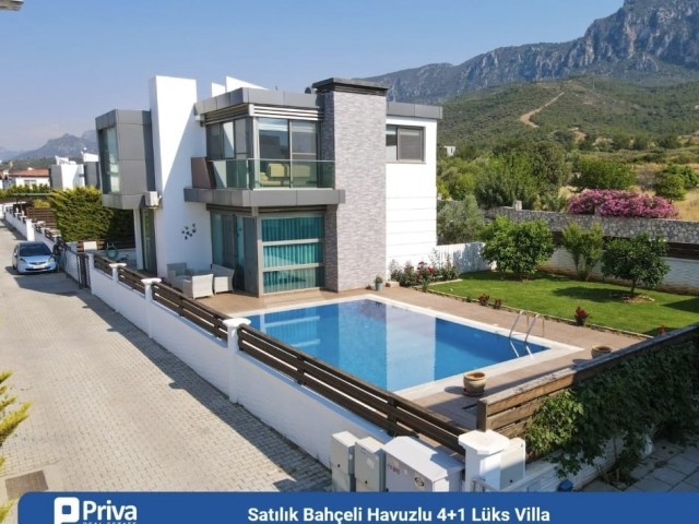 NORTH CYPRUS KYRENİA GİRNE ALSANCAK AREA, 4+1 VILLA WITH SEA VIEW, PRIVATE POOL, FULLY FURNISHED