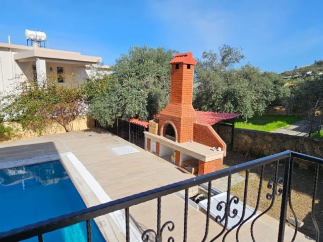 CYPRUS,YEŞİLTEPE 3+1 DUPLEX VILLA FOR RENT, WITH PRIVATE POOL, UNFURNISHED, AIR CONDITIONED, LARGE GARDEN AND SEA VIEW