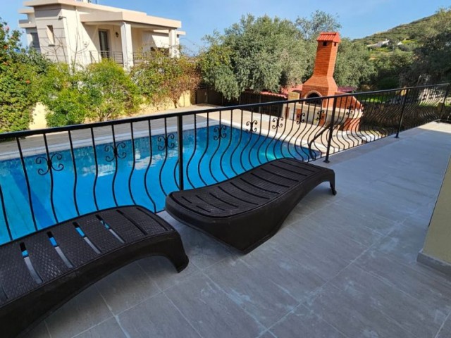 CYPRUS,YEŞİLTEPE 3+1 DUPLEX VILLA FOR RENT, WITH PRIVATE POOL, UNFURNISHED, AIR CONDITIONED, LARGE GARDEN AND SEA VIEW