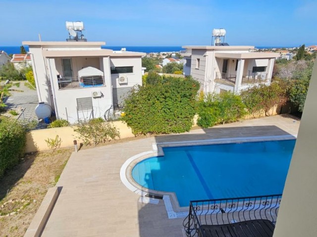 CYPRUS,YEŞİLTEPE 3+1 DUPLEX VILLA FOR RENT, WITH PRIVATE POOL, UNFURNISHED, AIR CONDITIONED, LARGE GARDEN AND SEA VIEW