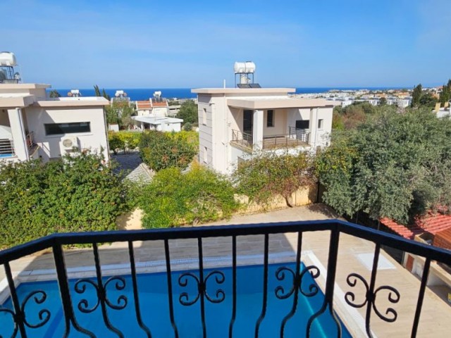 CYPRUS,YEŞİLTEPE 3+1 DUPLEX VILLA FOR RENT, WITH PRIVATE POOL, UNFURNISHED, AIR CONDITIONED, LARGE GARDEN AND SEA VIEW