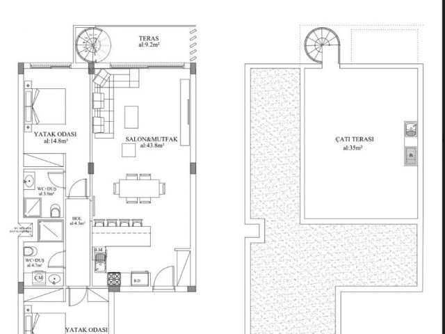 2+2 WOHNUNG mit 35 m2 DECKENTERRASSE