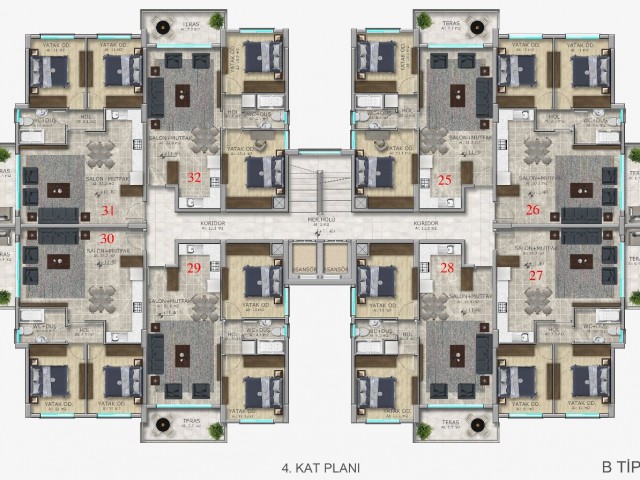 Квартира 2+1 для продажи в центре города