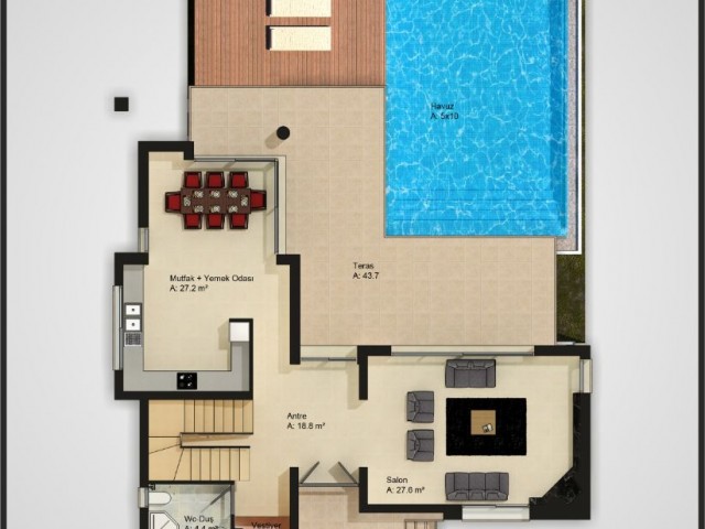 Moderne Villa mit 3 Schlafzimmern in Çatalköy