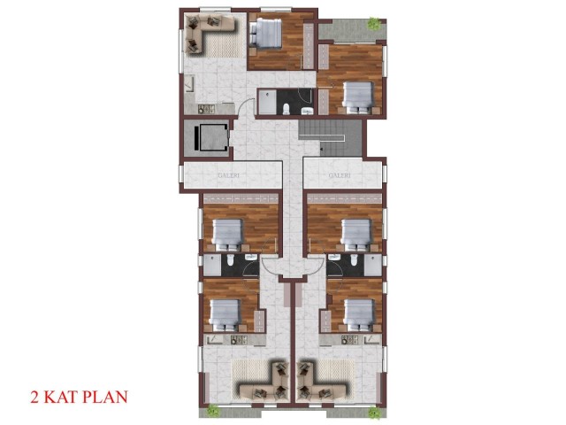 2+1 flats for sale in a central location in Alsancak
