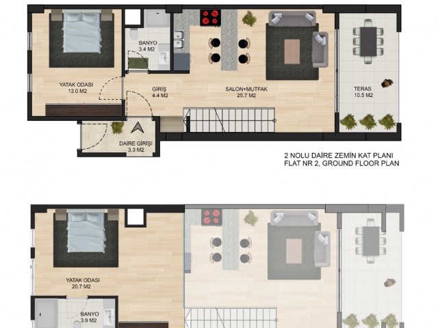 Yeni proje Olivia Court'ta DENİZE 100 METRE UZAKLIKTA HAZIR 2+1 LOFT DAİRE