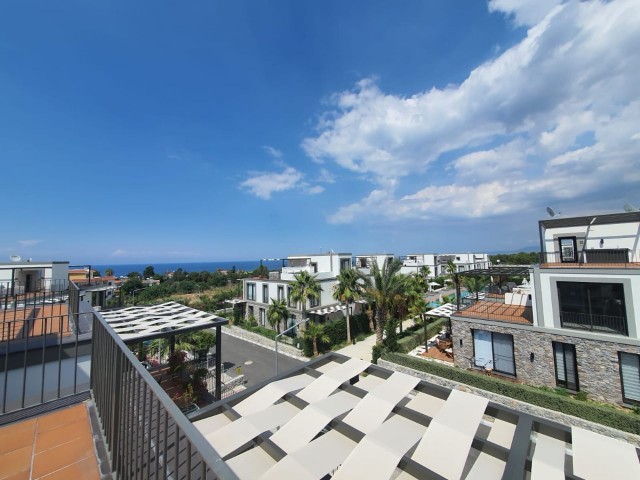 Alsancak flat for rent 3+1 penthouse Natura Site private terrace Nature, sea and pool view