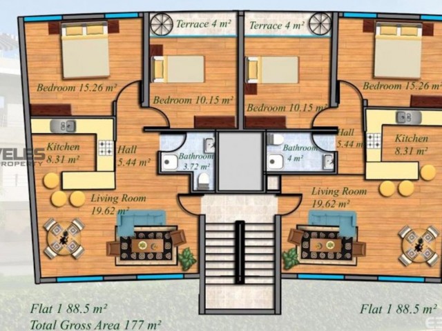 SA-2212 Apartment mit zwei Schlafzimmern und einzigartigem Bergblick