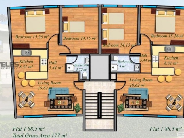 SA-2212 Apartment mit zwei Schlafzimmern und einzigartigem Bergblick