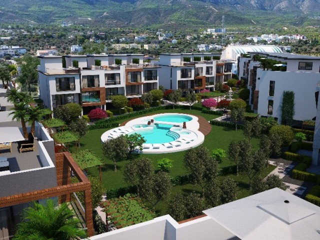 Zweibettzimmer mit Gemeinschaftspool mit Blick auf die Berge und das Meer in Kyrenia ** 