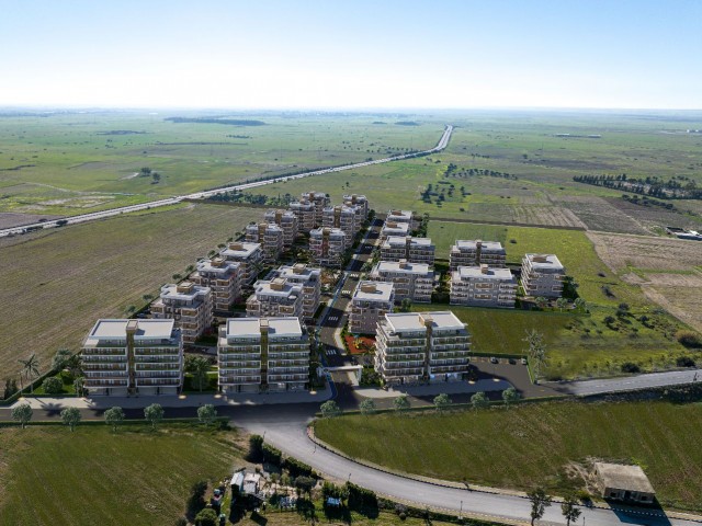 1+1-, 2+1- und 3+1-Wohnungen auf einem Grundstück mit Langzeitpool des Unternehmens in Geçitkale, dem neuen Star Nordzyperns